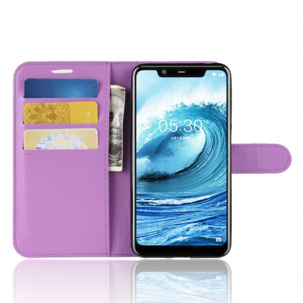 Чехол книжка с визитницей для Nokia 5.1 Plus / Nokia X5 (фиолетовый)