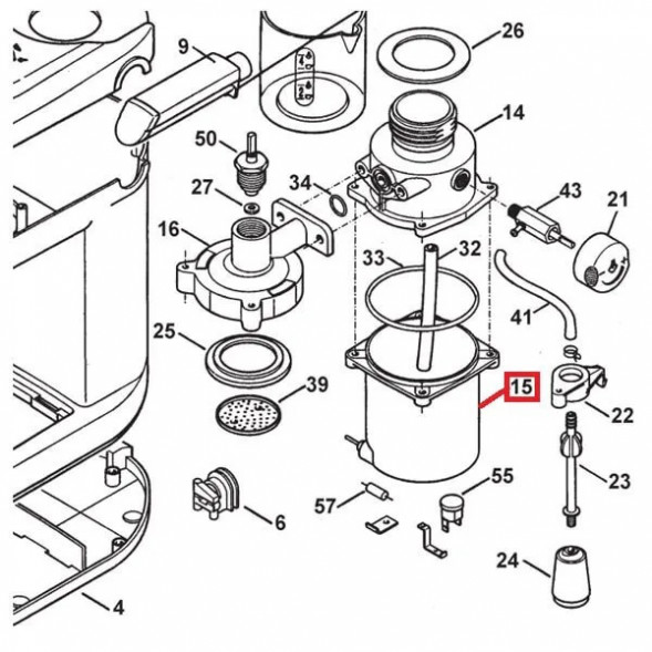 T35110 Бойлер в сборе с тэном для кофеварки Delonghi (ТЭНК015)