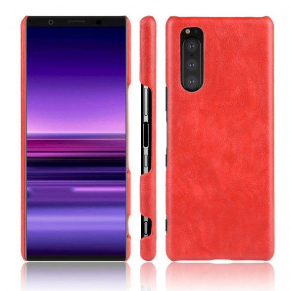 Кожаный чехол накладка для Sony Xperia 5 (красный)