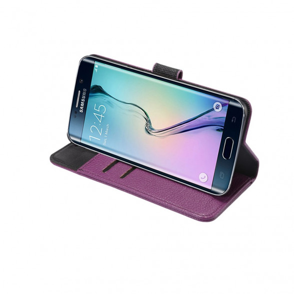 Чехол книжка с визитницей для Samsung Galaxy S6 EDGE+ G928 (Фиолетовый)