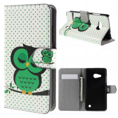 Чехол книжка с рисунком для Microsoft Lumia 550 (Спящая сова)