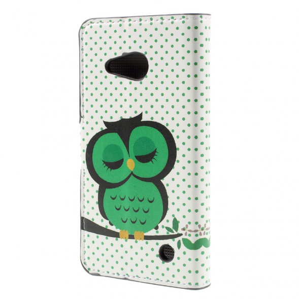 Чехол книжка с рисунком для Microsoft Lumia 550 (Спящая сова)