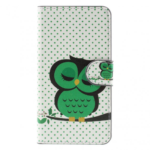 Чехол книжка с рисунком для Microsoft Lumia 550 (Спящая сова)