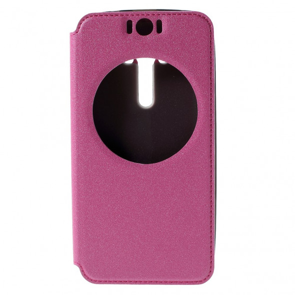 Чехол с окном информации для Asus Zenfone Selfie ZD551KL, ZD550KL (Малиновый)