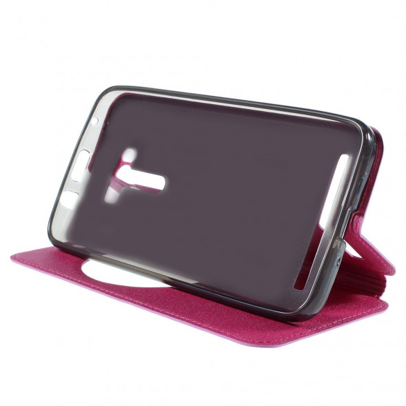 Чехол с окном информации для Asus Zenfone Selfie ZD551KL, ZD550KL (Малиновый)