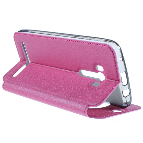 Чехол с окном информации для Asus Zenfone Selfie ZD551KL, ZD550KL (Малиновый)