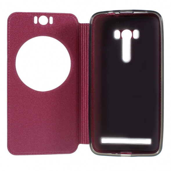 Чехол с окном информации для Asus Zenfone Selfie ZD551KL, ZD550KL (Малиновый)