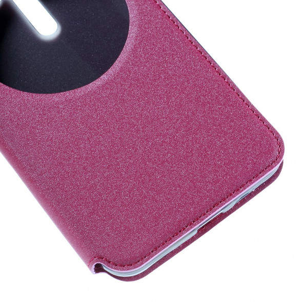 Чехол с окном информации для Asus Zenfone Selfie ZD551KL, ZD550KL (Малиновый)