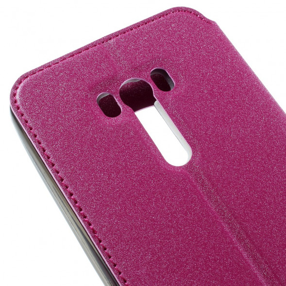 Чехол с окном информации для Asus Zenfone Selfie ZD551KL, ZD550KL (Малиновый)
