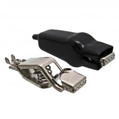 8-0047 black Зажим Крокодил под винт с изолятором 20А 65мм (черный)