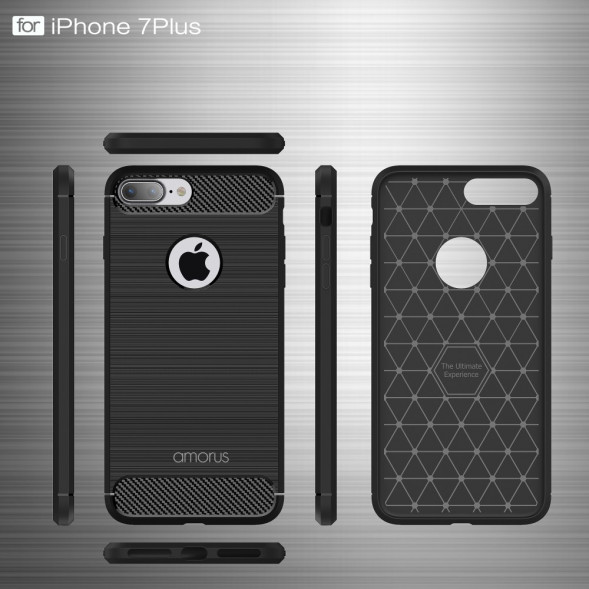 Чехол - накладка Carbon Fibre для iPhone 7 Plus (серый)