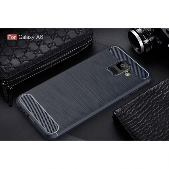 Чехол Carbon Fiber для Samsung Galaxy A6 2018 (темно-синий)