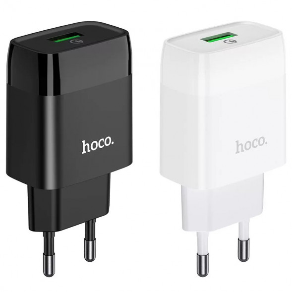 Зарядное устройство HOCO C72Q Glorious 1xUSB, 3А, 18W, QC3.0 + кабель Typ-C (черный)