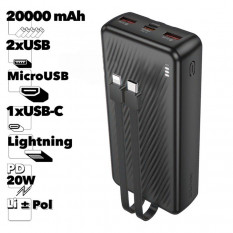 Внешний аккумулятор Power bank Borofone BJ57A 20000mAh 2xUSB, 1xUSB-C, 3А, 22.5W (Черный)