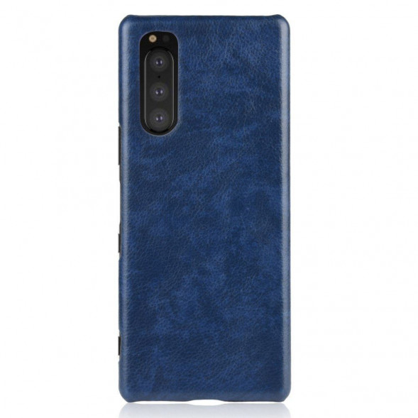 Кожаный чехол накладка для Sony Xperia 5 (синий)
