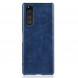 Кожаный чехол накладка для Sony Xperia 5 (синий)