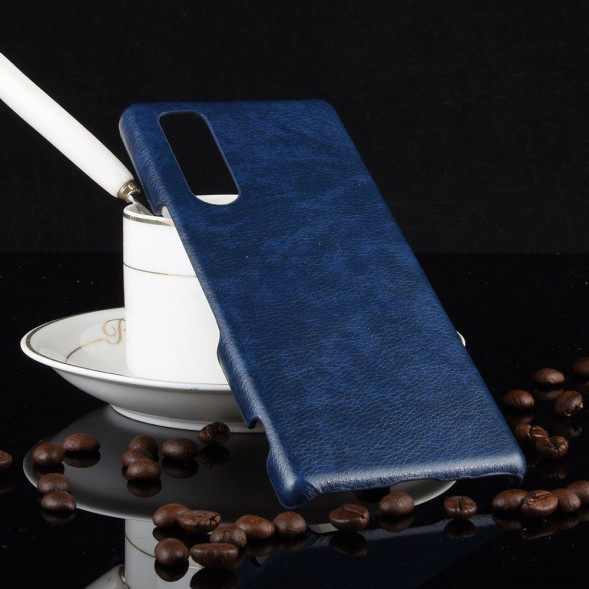 Кожаный чехол накладка для Sony Xperia 5 (синий)