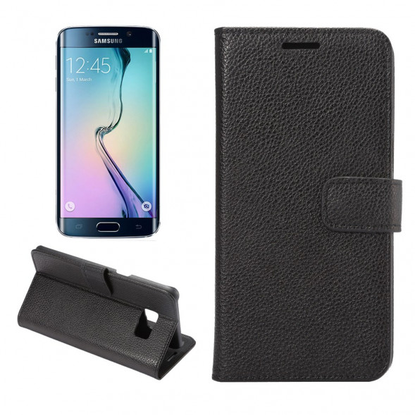 Чехол книжка с визитницей для Samsung Galaxy S6 EDGE+ G928 (Черный)