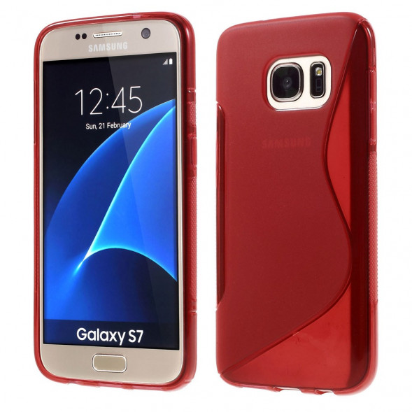 Антискользящий чехол накладка для Samsung Galaxy S7 (SM-G930) (Красный)