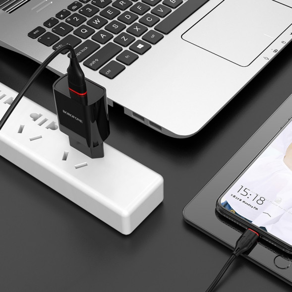 Зарядное устройство Borofone BA20A набор с кабелем Micro-USB 2100 mAh (черный)