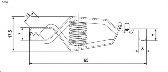 8-0047 red Зажим Крокодил под винт с изолятором 20А 65мм (красный)