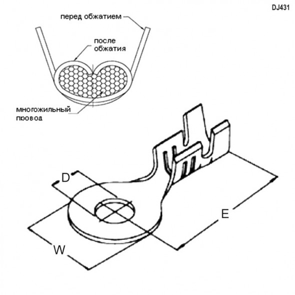 DJ431-8A-D Наконечник кольцевой (10 штук)