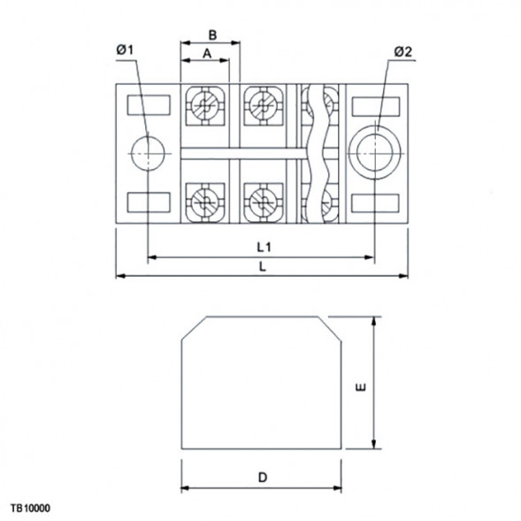 TB-10003 Колодка клеммная винтовая с крышкой серии ТВ10000