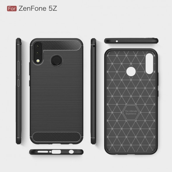 Чехол накладка Carbon Fiber для Asus Zenfone 5Z ZS620KL (темно синий)
