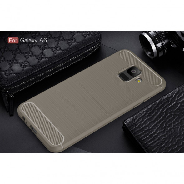 Чехол Carbon Fiber для Samsung Galaxy A6 2018 (серый)
