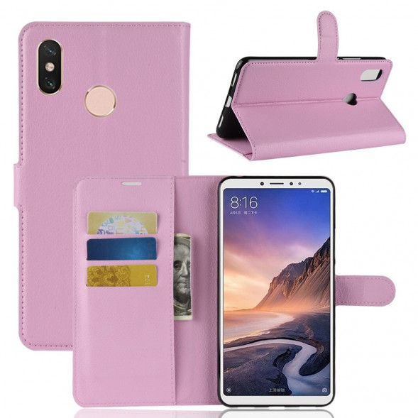 Чехол книжка с визитницей для Xiaomi Mi Max 3 (розовый)