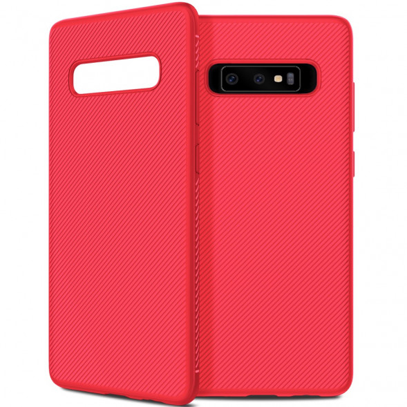 Текстурный TPU чехол накладка для Samsung Galaxy S10 (красный)