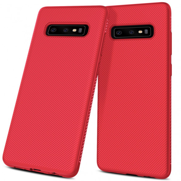 Текстурный TPU чехол накладка для Samsung Galaxy S10 (красный)