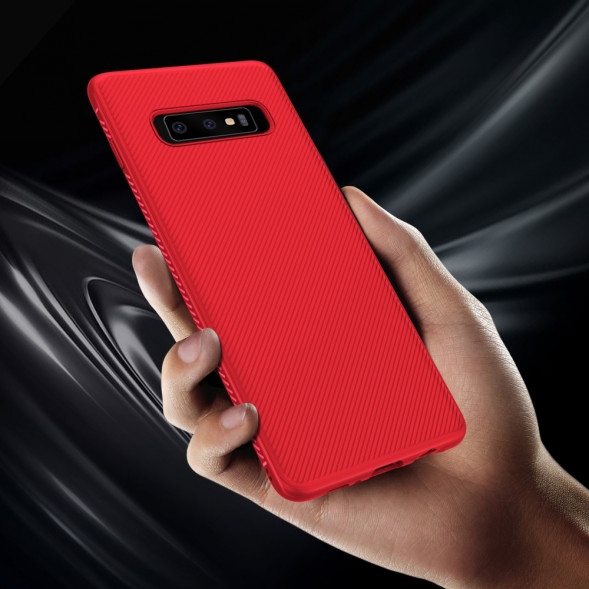 Текстурный TPU чехол накладка для Samsung Galaxy S10 (красный)