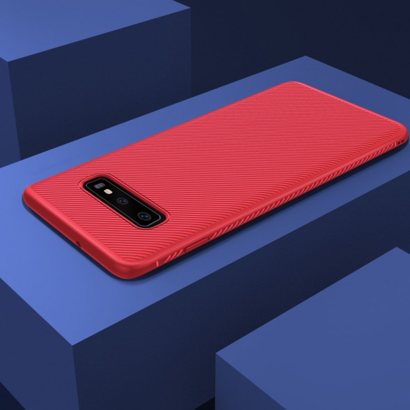 Текстурный TPU чехол накладка для Samsung Galaxy S10 (красный)
