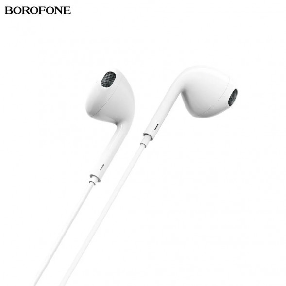 Наушники проводные Borofone BM32 Plus Lightning для iPhone с микрофоном (белый)