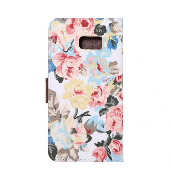 Чехол книжка с цветами для Samsung Galaxy S6 EDGE+ G928 (Белый)