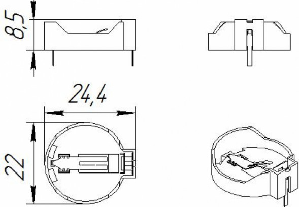 CH224-2032 Батарейный отсек на платы 1xCR2032