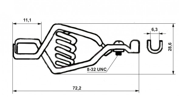 8-0049 black Зажим Крокодил под винт с изолятором 30А 72мм (черный)