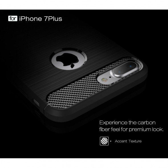 Чехол - накладка Carbon Fibre для iPhone 7 Plus (черный)