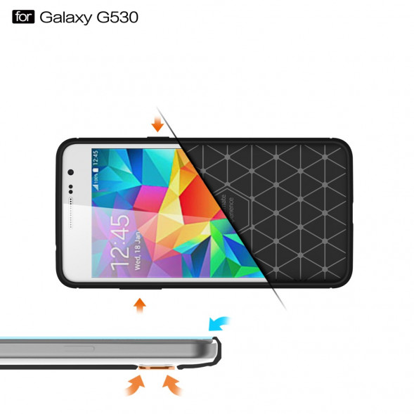 Чехол накладка Carbon Fibre для Samsung Galaxy Grand Prime SM-G530 (темно-синий)