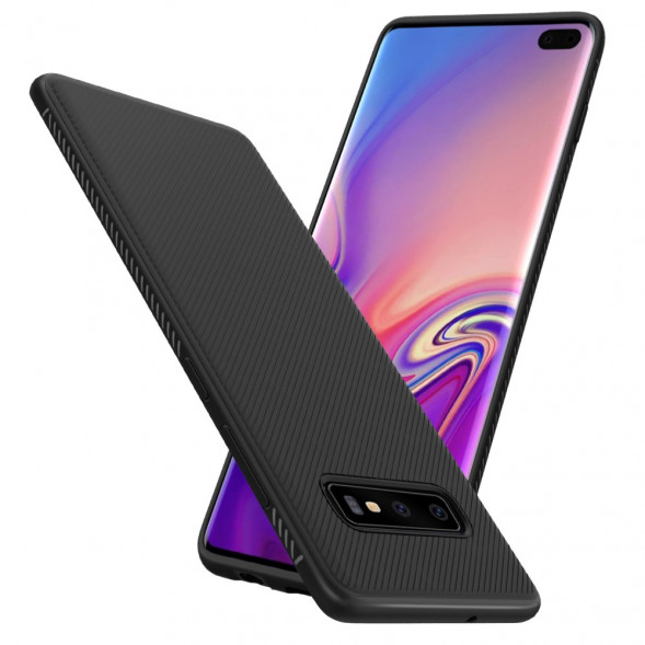 Текстурный TPU чехол накладка для Samsung Galaxy S10 (черный)