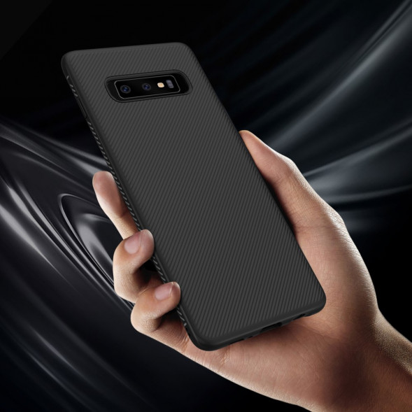 Текстурный TPU чехол накладка для Samsung Galaxy S10 (черный)
