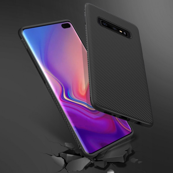 Текстурный TPU чехол накладка для Samsung Galaxy S10 (черный)
