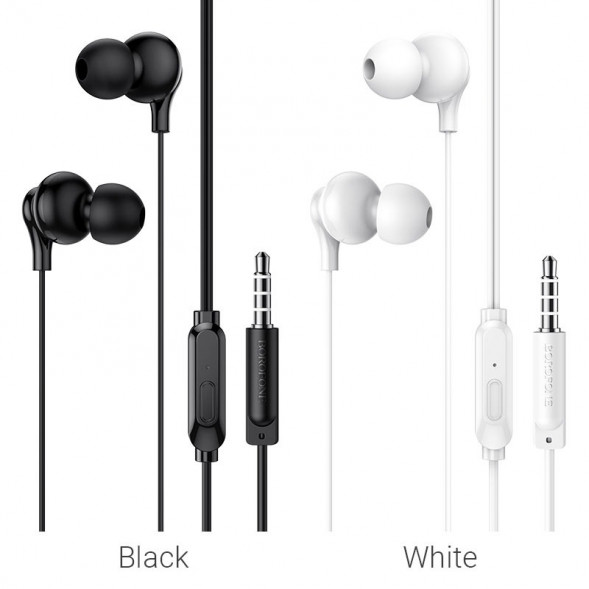 Наушники проводные Borofone BM59 Collar с микрофоном 3.5мм, кабель 1.2м (черный)