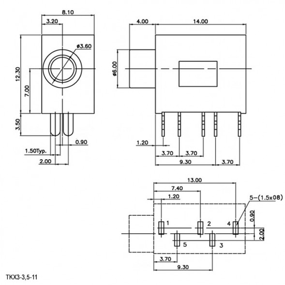 TKX3-3.5-11 PCB jack гнездо Audio Jack на плату