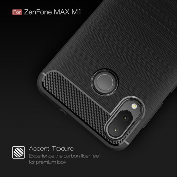 Чехол накладка Carbon Fibre для Asus ZenFone Max M1 ZB555KL (черный)