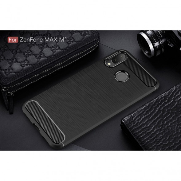Чехол накладка Carbon Fibre для Asus ZenFone Max M1 ZB555KL (черный)