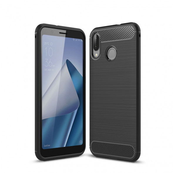 Чехол накладка Carbon Fibre для Asus ZenFone Max M1 ZB555KL (черный)