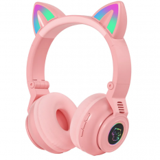 Беспроводный наушники Borofone BO18 Bluetooth с ушками (розовый)