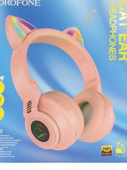Беспроводный наушники Borofone BO18 Bluetooth с ушками (розовый)